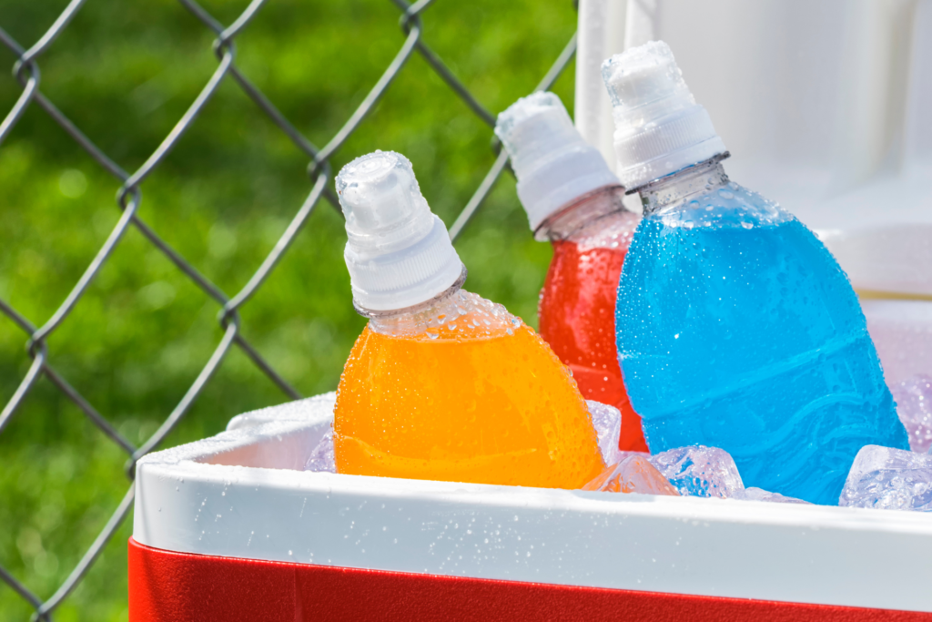 Sports drinks in a cooler